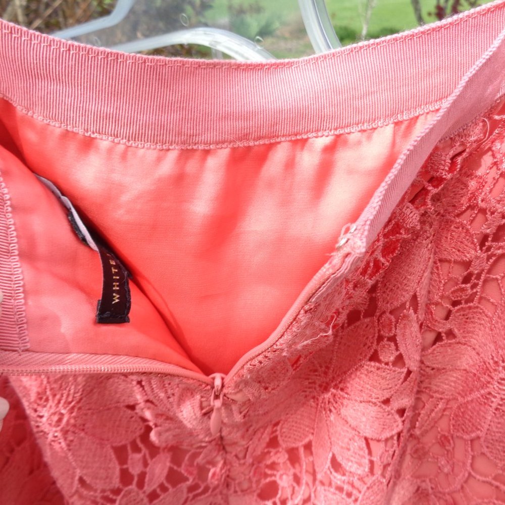 White House Black Market Lace Midi Pencil Skirt in Gelato Pink Size 2 back zip - Picture 8 of 10